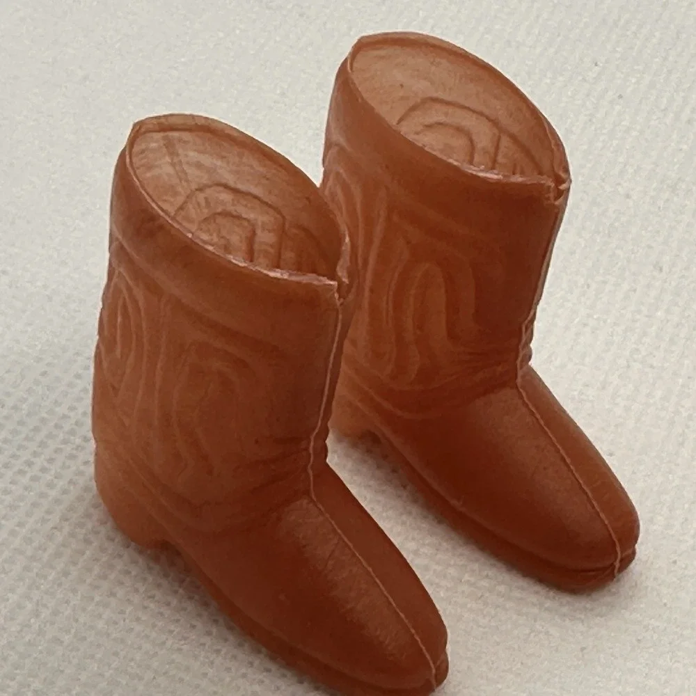 Vintage Barbie Shoes Boots 1990S COWGIRL‎ Short Brown Plastic Doll Shoes